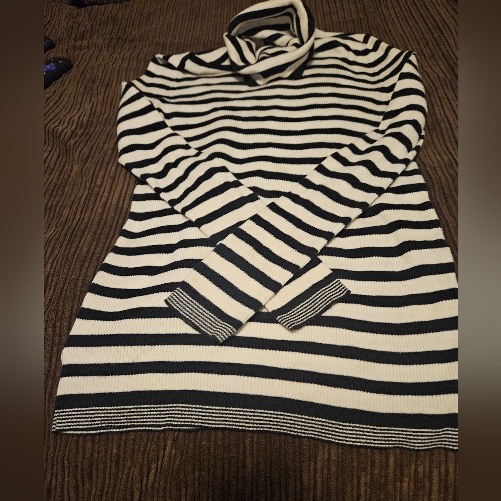 GAP Black and White Striped Turtleneck Sweater - Picture 1 of 5